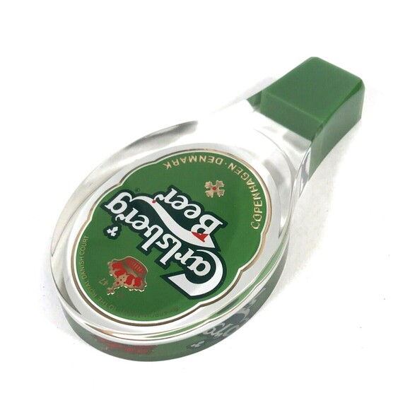 Carlsberg Beer 1847 Copenhagen Denmark 6" Green Acrylic Pub Tap Danish Crown - Picture 4 of 7